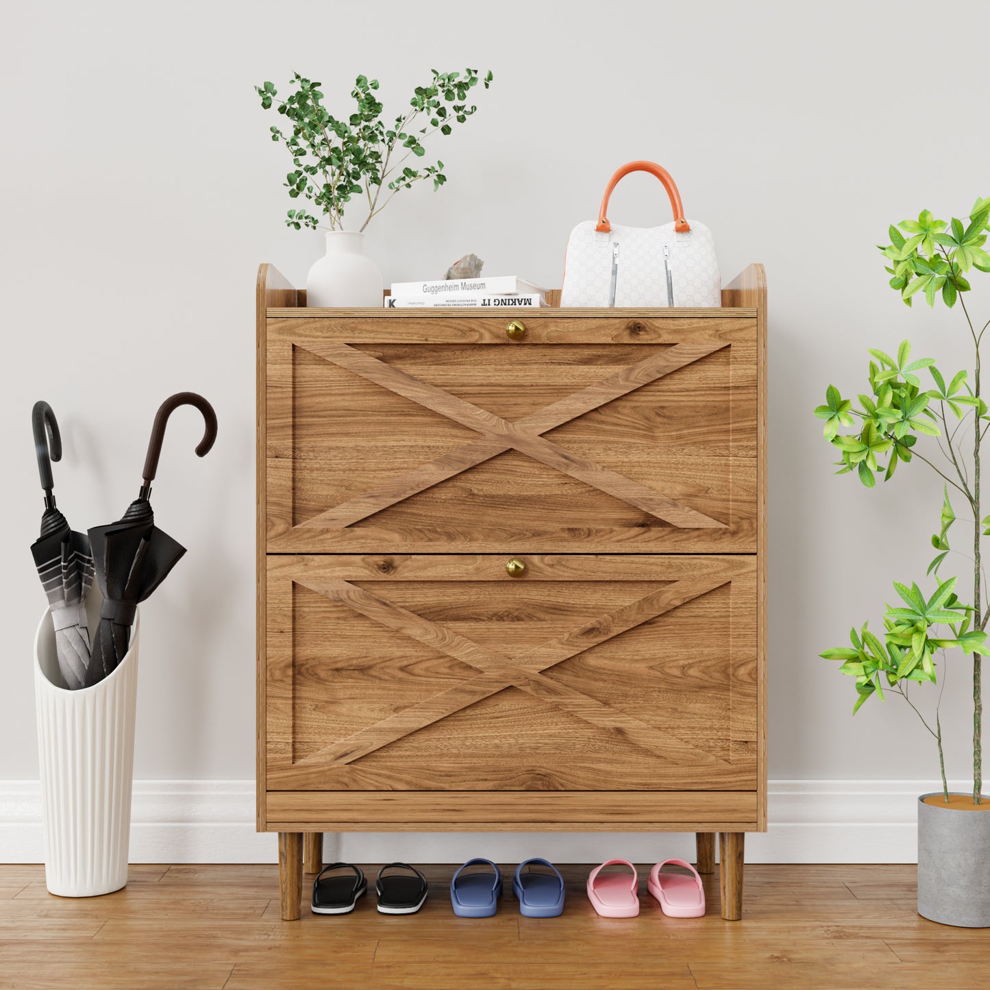 Shoe Cabinet with 2 Flip Drawers For Entryway
