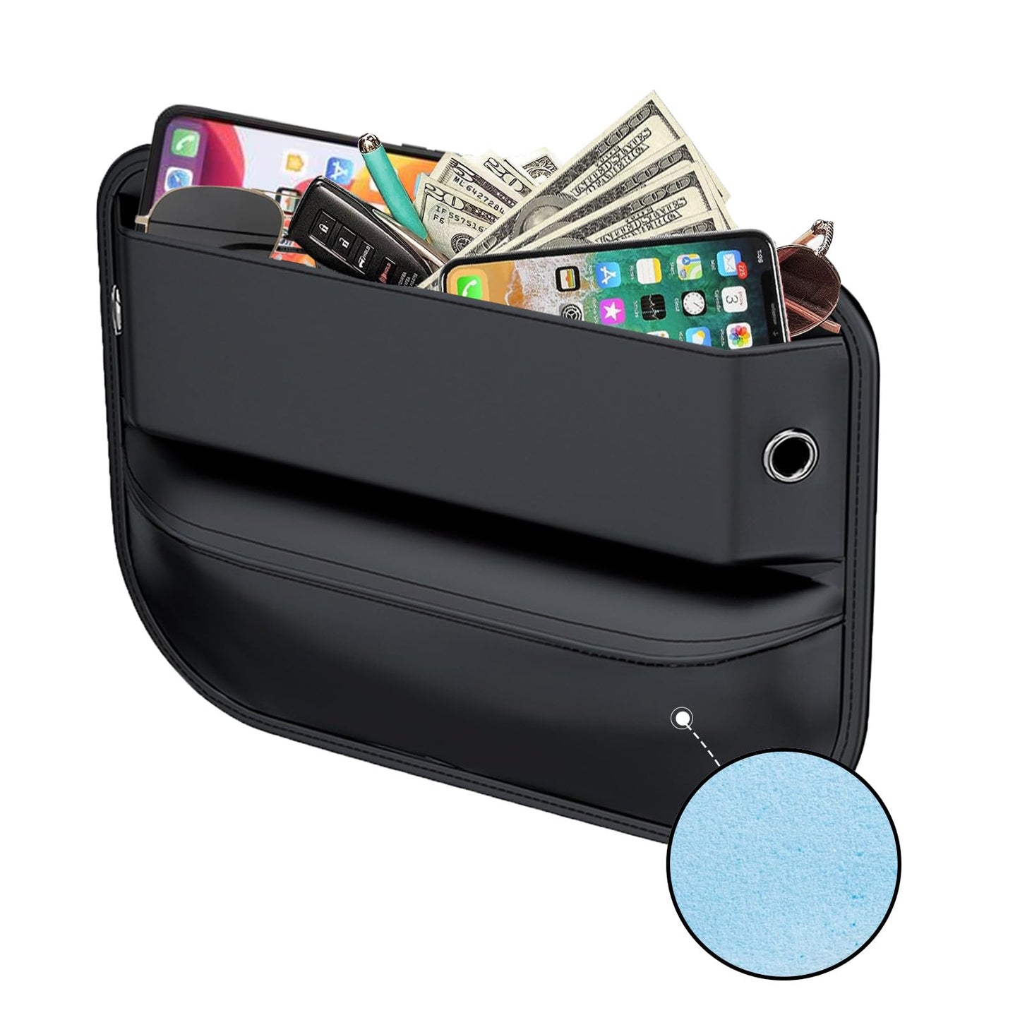 Car Seat Gap Filler Leather Car Box Seat Organizer and Storage Automotive Accessories with Pockets- Front Seats Car Adjustable Gap Filler for Phones, Glasses, Keys, Cards