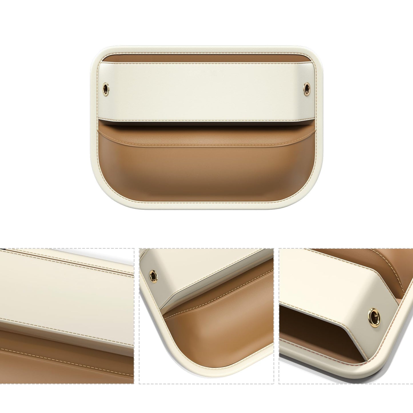 Car Seat Gap Filler Leather Car Box Seat Organizer and Storage Automotive Accessories with Pockets- Front Seats Car Adjustable Gap Filler for Phones, Glasses, Keys, Cards