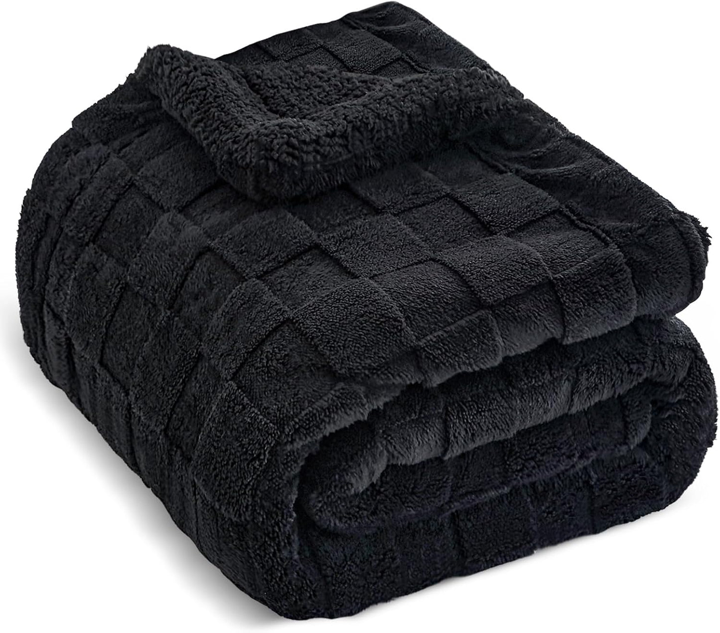 Fleece Throw Blanket for Couch Sofa Black