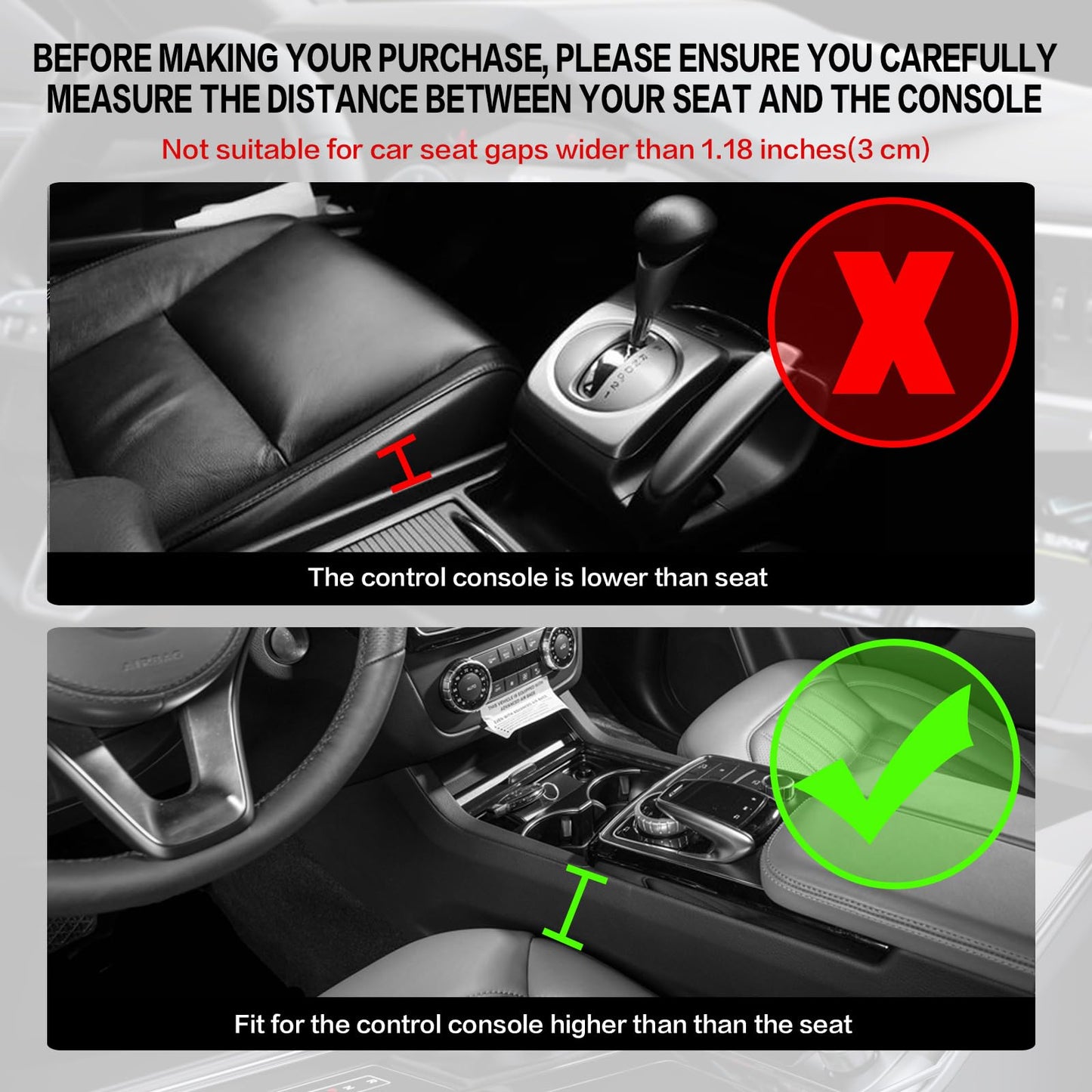 Car Seat Gap Filler Leather Car Box Seat Organizer and Storage Automotive Accessories with Pockets- Front Seats Car Adjustable Gap Filler for Phones, Glasses, Keys, Cards