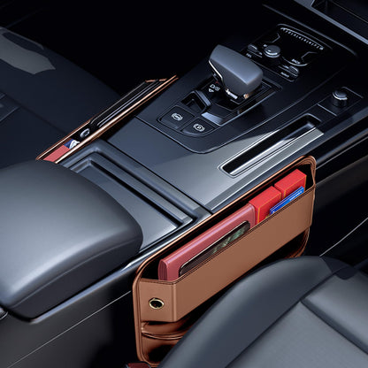 Car Seat Gap Filler Leather Car Box Seat Organizer and Storage Automotive Accessories with Pockets- Front Seats Car Adjustable Gap Filler for Phones, Glasses, Keys, Cards