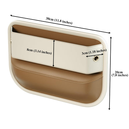 Car Seat Gap Filler Leather Car Box Seat Organizer and Storage Automotive Accessories with Pockets- Front Seats Car Adjustable Gap Filler for Phones, Glasses, Keys, Cards