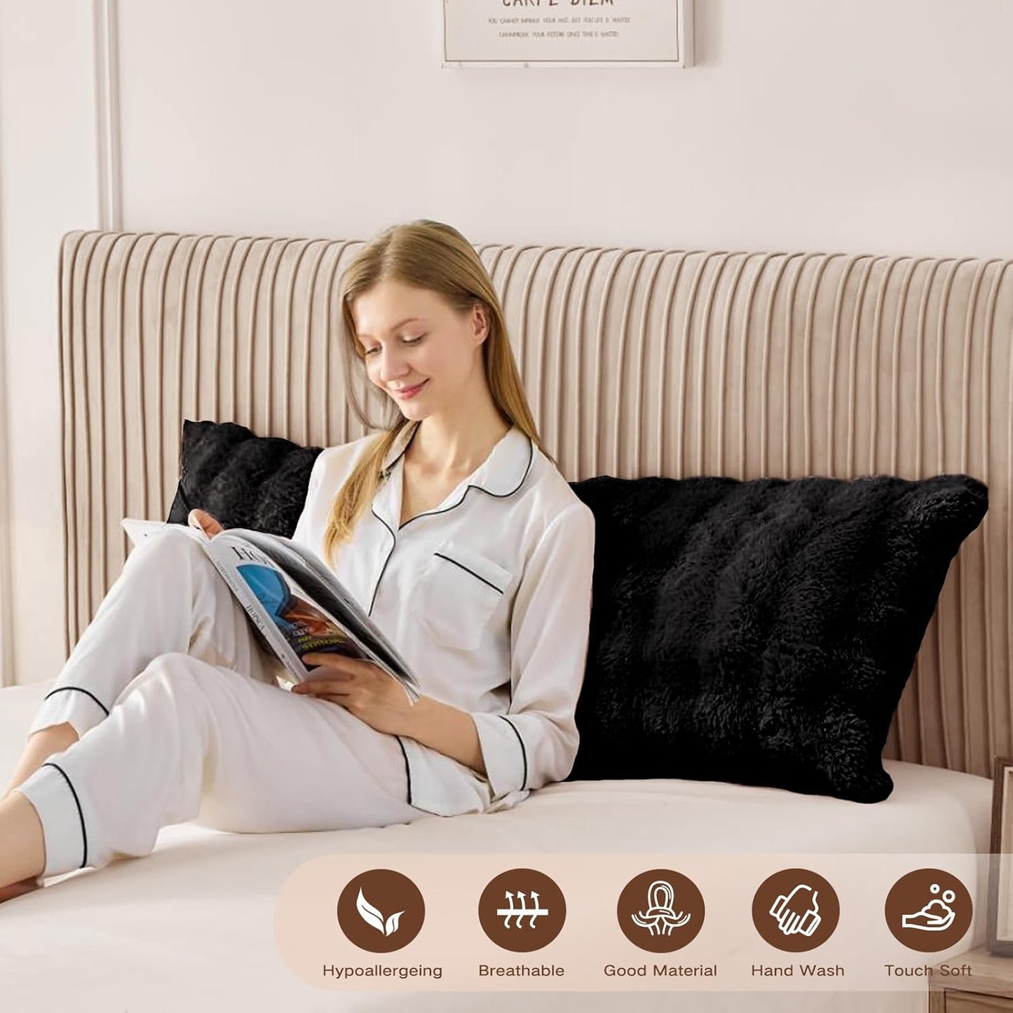 YZ HOME Faux Fur Fluffy Body Pillow for Adults 20x54 Inch