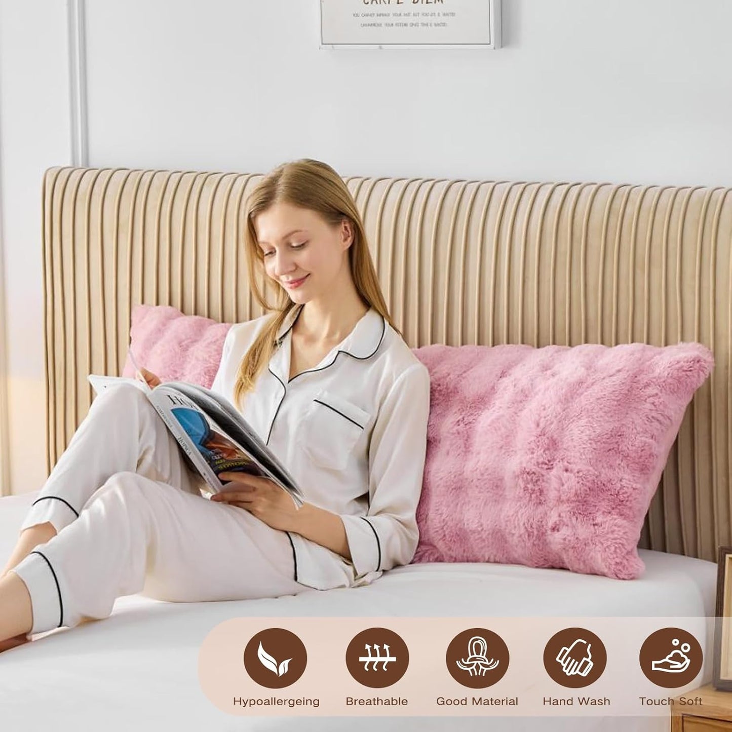 YZ HOME Faux Fur Fluffy Body Pillow for Adults 20x54 Inch