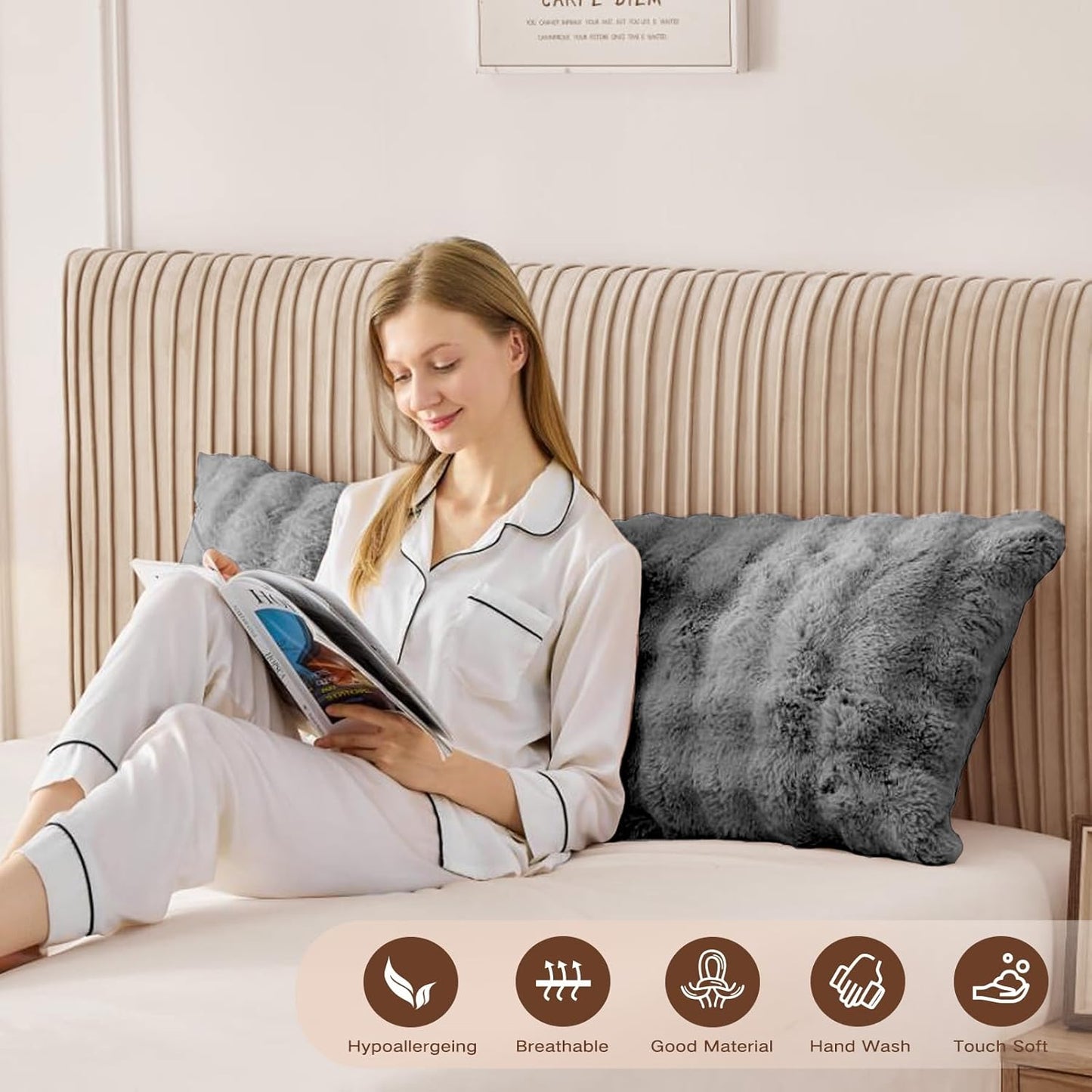 YZ HOME Faux Fur Fluffy Body Pillow for Adults 20x54 Inch