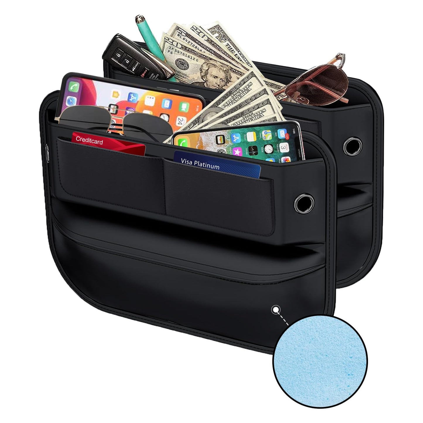 Car Seat Gap Filler Leather Car Box Seat Organizer