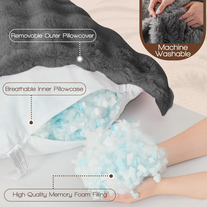 YZ HOME Faux Fur Fluffy Body Pillow for Adults 20x54 Inch