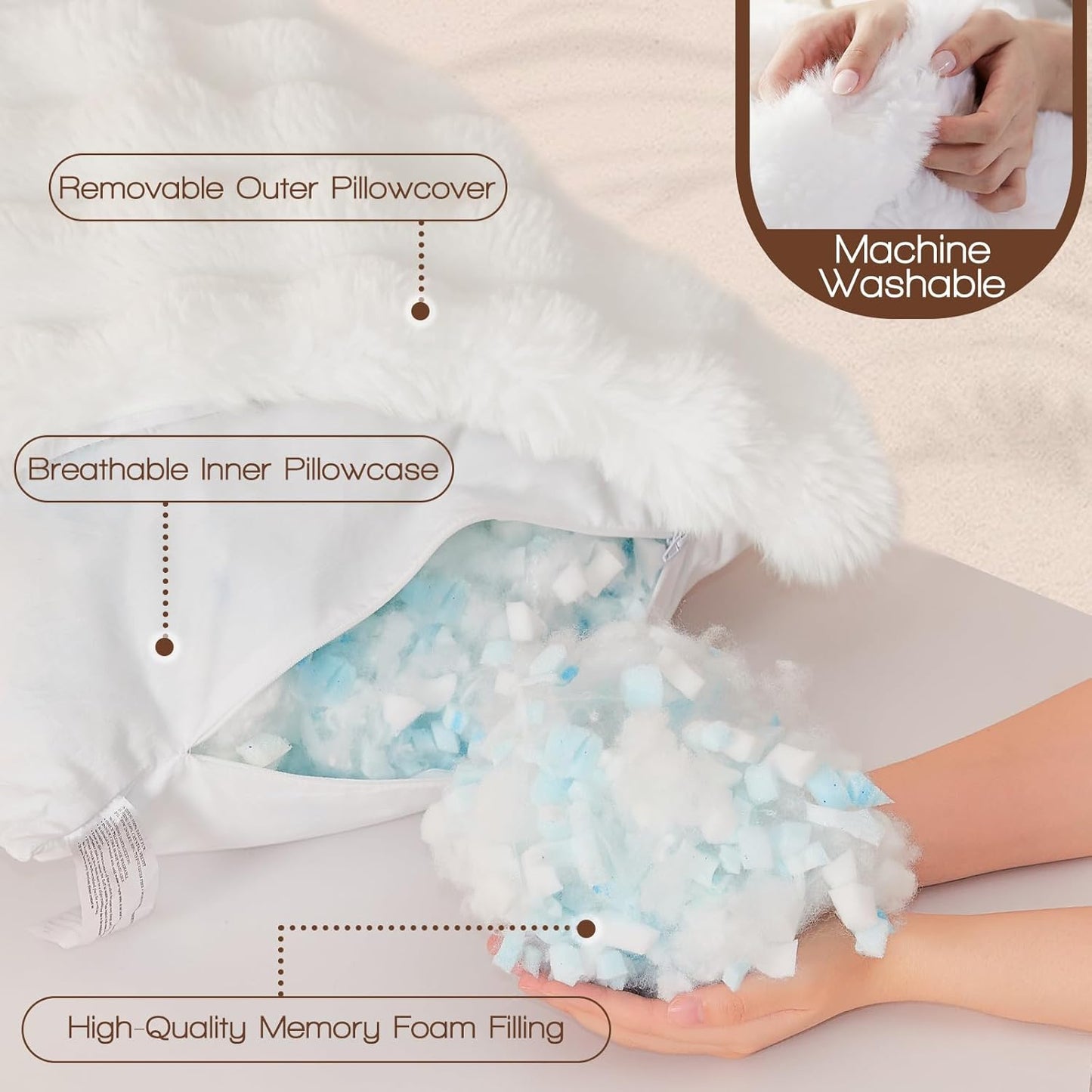 YZ HOME Faux Fur Fluffy Body Pillow for Adults 20x54 Inch