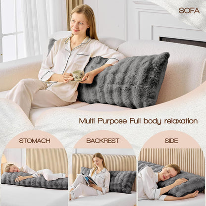 YZ HOME Faux Fur Fluffy Body Pillow for Adults 20x54 Inch