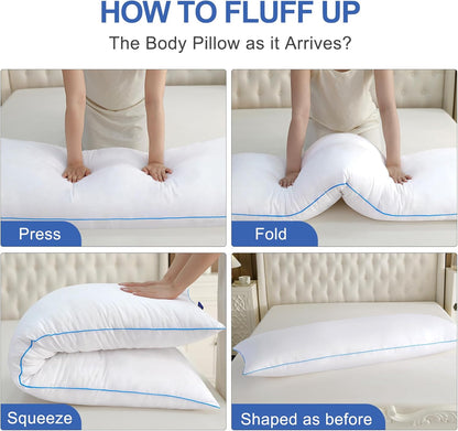 YZ HOME Memory Foam Body Pillow Insert - Full Body Pillow for Adults White, 20 Inchx54 Inch
