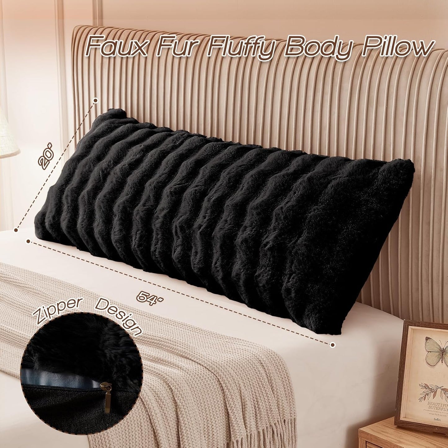 YZ HOME Faux Fur Fluffy Body Pillow for Adults 20x54 Inch