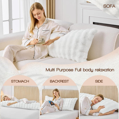 YZ HOME Faux Fur Fluffy Body Pillow for Adults 20x54 Inch