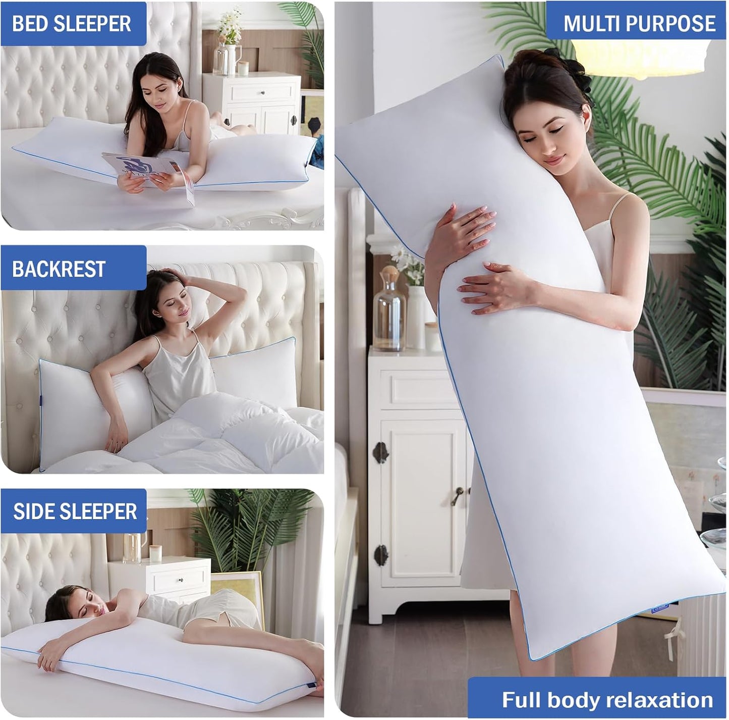 YZ HOME Memory Foam Body Pillow Insert - Full Body Pillow for Adults White, 20 Inchx54 Inch