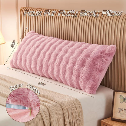 YZ HOME Faux Fur Fluffy Body Pillow for Adults 20x54 Inch