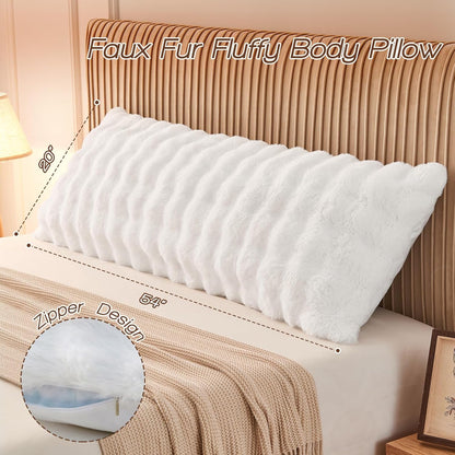 YZ HOME Faux Fur Fluffy Body Pillow for Adults 20x54 Inch