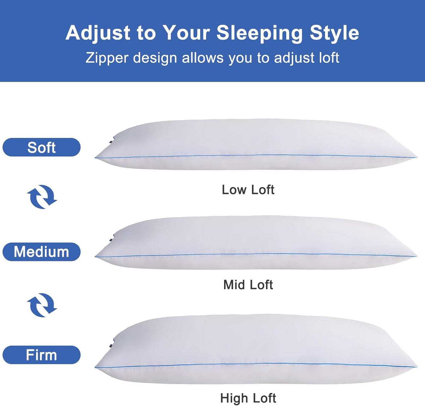 YZ HOME Memory Foam Body Pillow Insert - Full Body Pillow for Adults White, 20 Inchx54 Inch