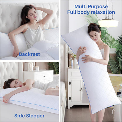 YZ HOME Long Body Pillow for Adults - Firm Body Pillow Insert with Shredded White Memory Foam