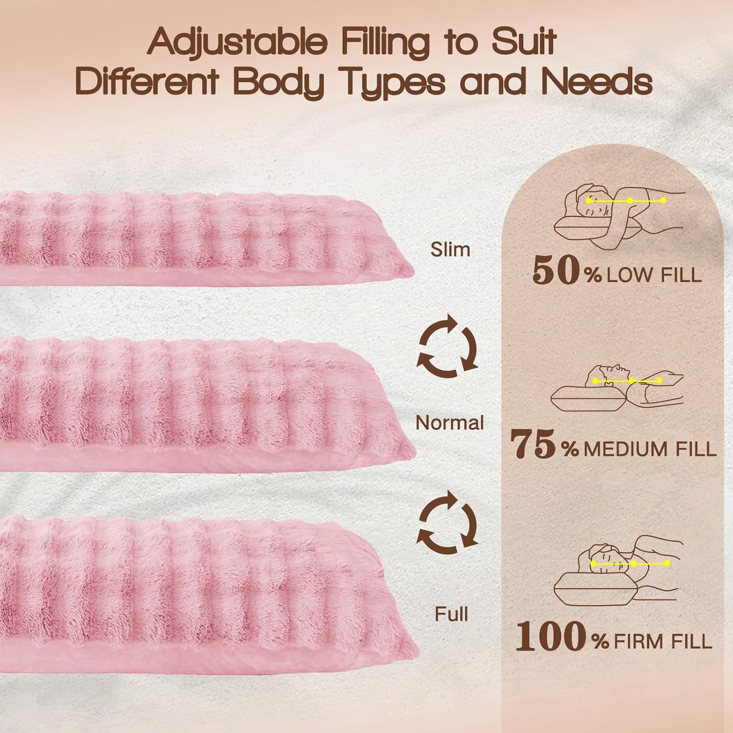 YZ HOME Faux Fur Fluffy Body Pillow for Adults 20x54 Inch