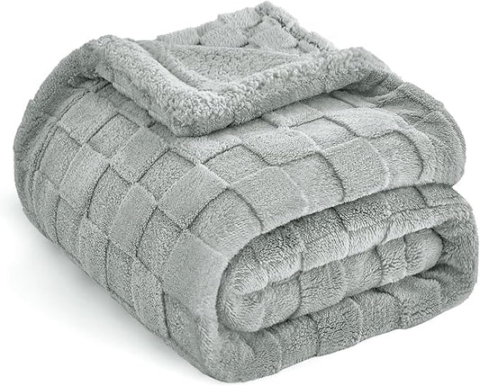 Fleece Throw Blanket for Couch Sofa Grey