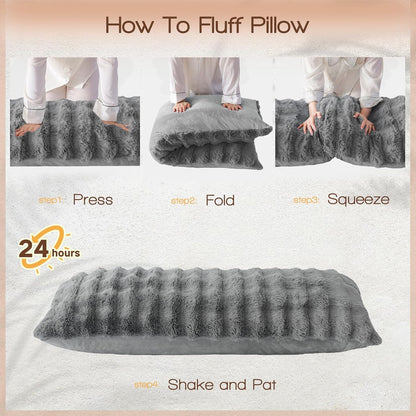 YZ HOME Faux Fur Fluffy Body Pillow for Adults 20x54 Inch