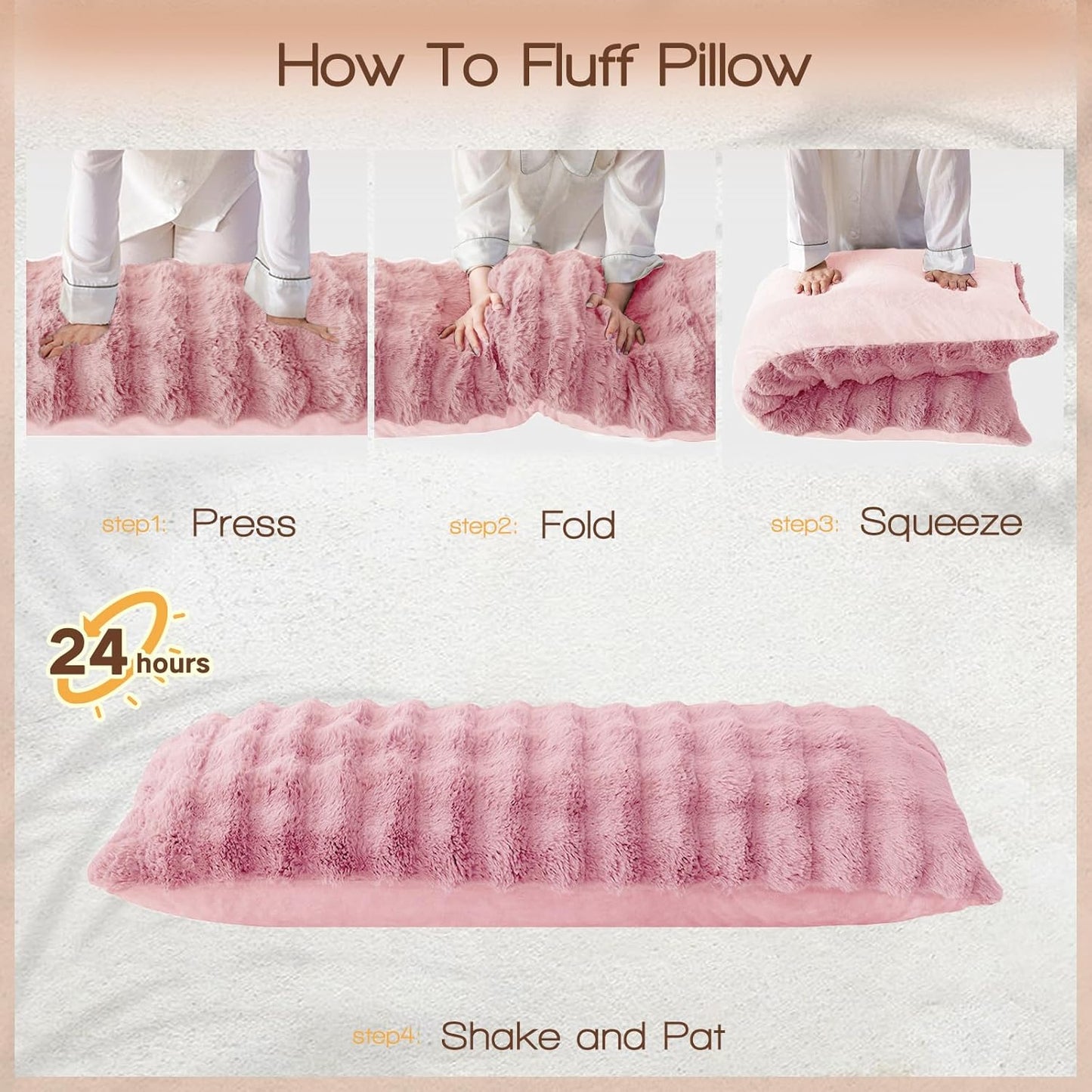 YZ HOME Faux Fur Fluffy Body Pillow for Adults 20x54 Inch