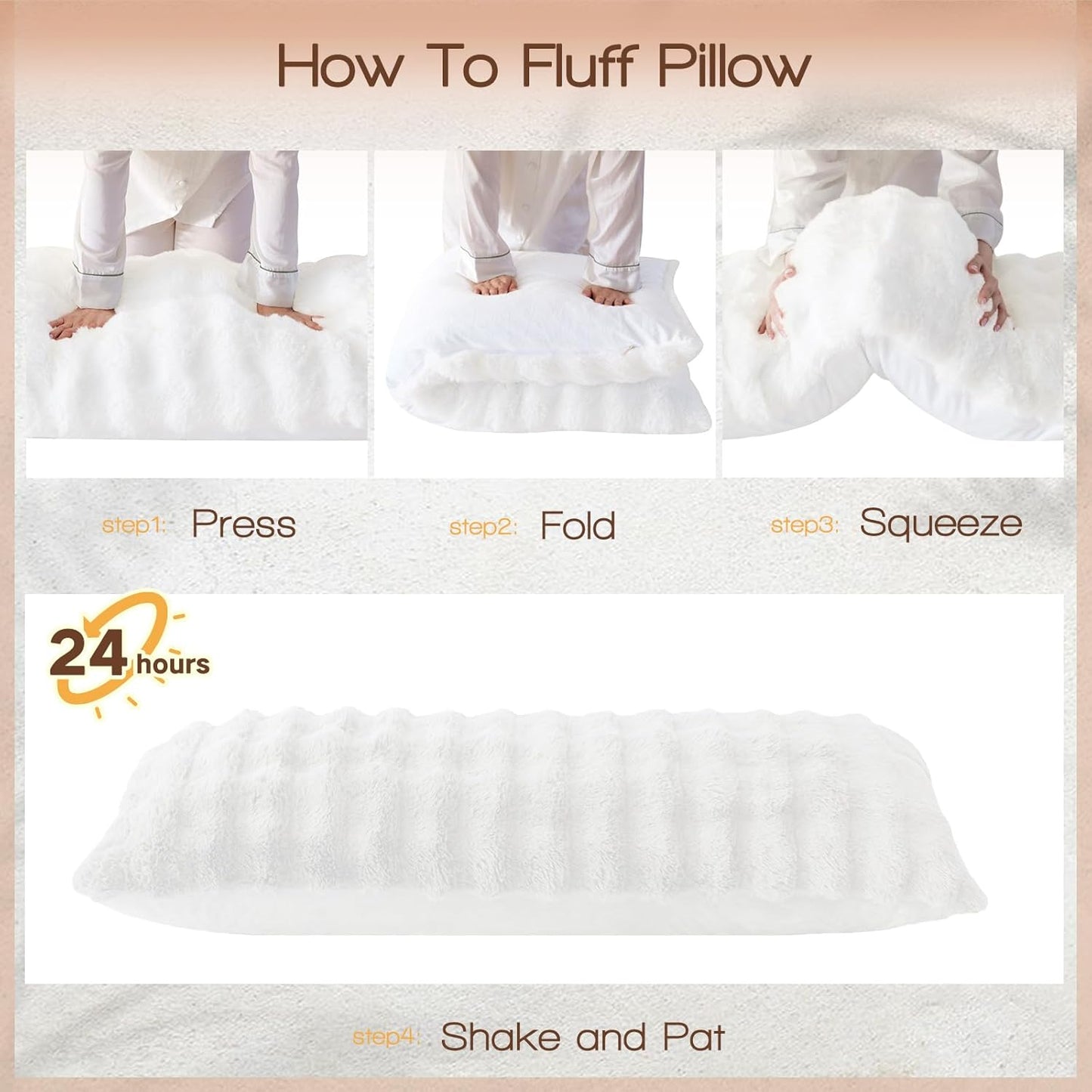 YZ HOME Faux Fur Fluffy Body Pillow for Adults 20x54 Inch