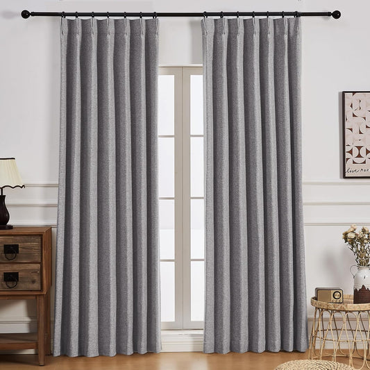 Blackout Curtains Pinch pleated 2 Panels Set Dark Grey