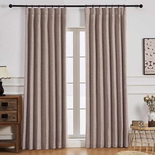 Blackout Curtains Pinch Pleated 2 Panels Coffee