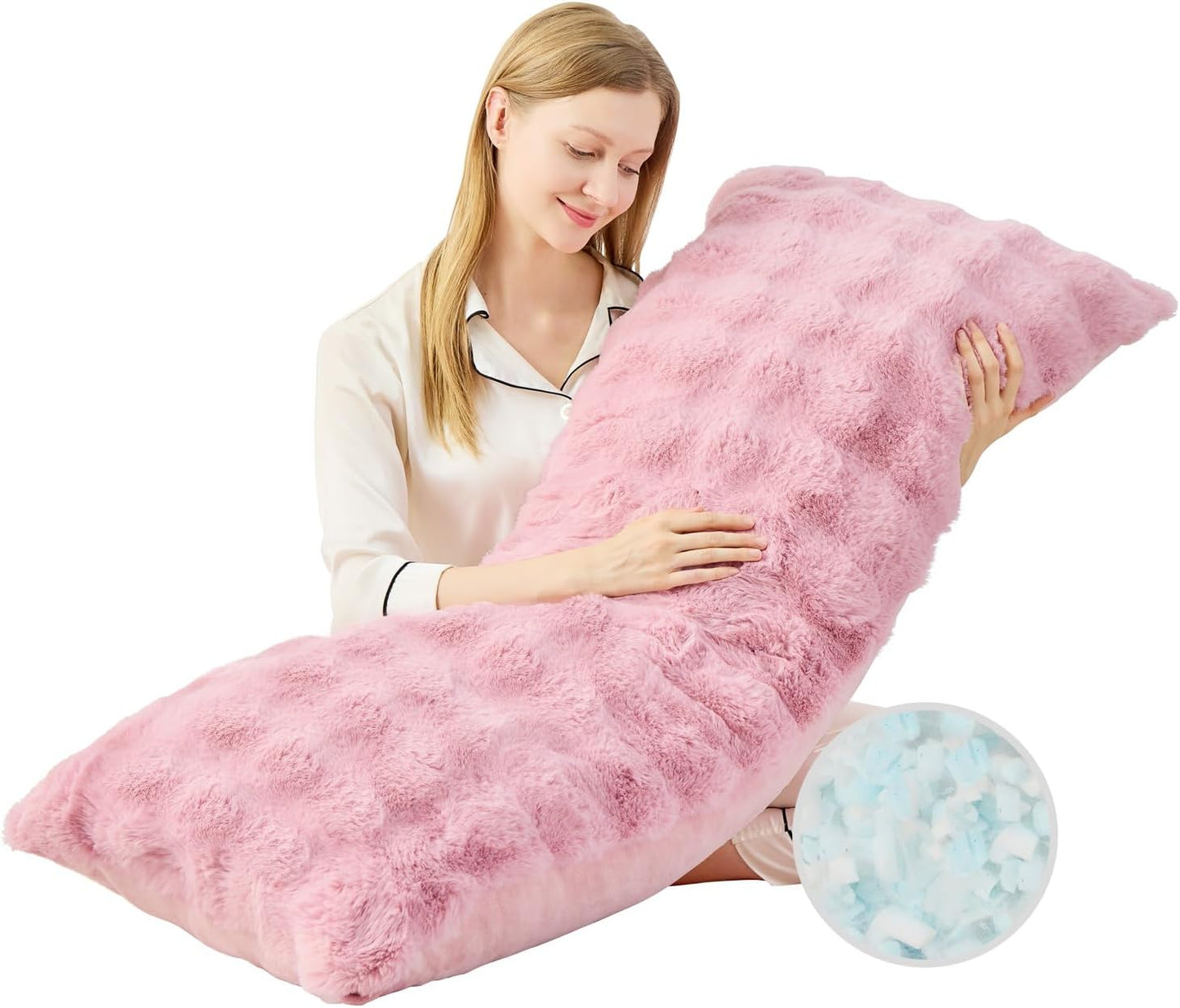 YZ HOME Faux Fur Fluffy Body Pillow for Adults 20x54 Inch